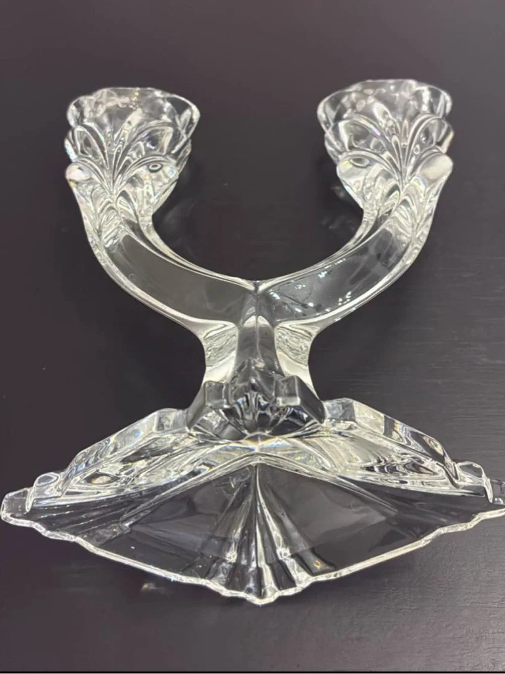 Glass Double-Tulip Candle Holder - Clear